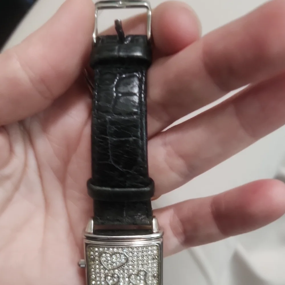 Anne Klein‎ Silver Case Black Strap Watch